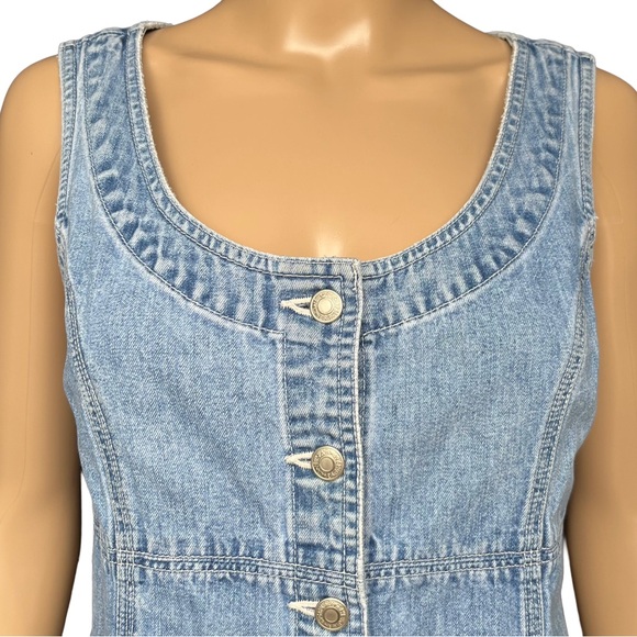 Vintage 90s GAP Denim Button Front Dress Cotton A-Line - Picture 4 of 7